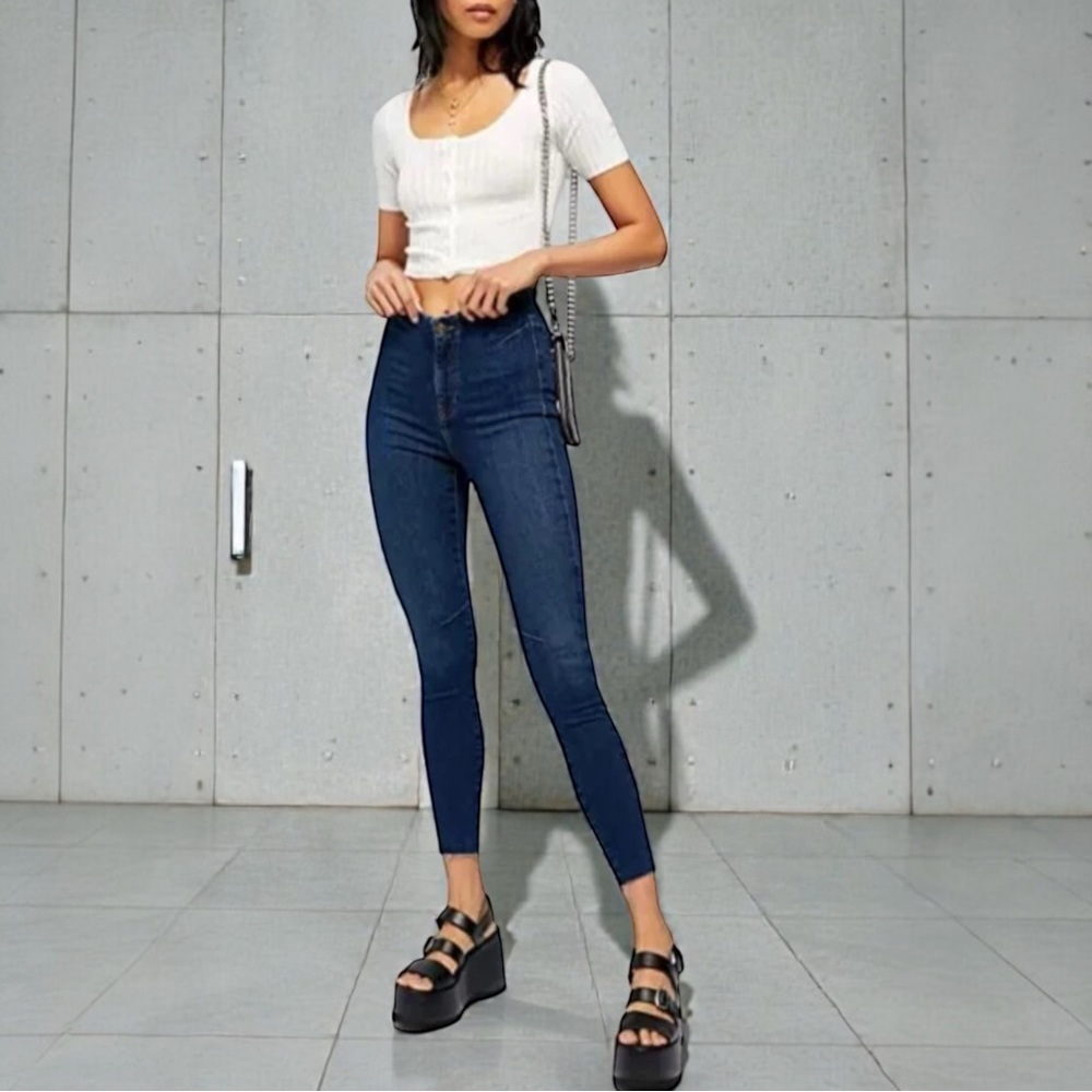 Free People Miles Away High Waist Cropped Skinny Jeans